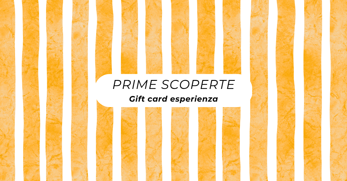 Gift card Prime Scoperte: strisce verticali ambra e bianche con la scritta Gorgeous