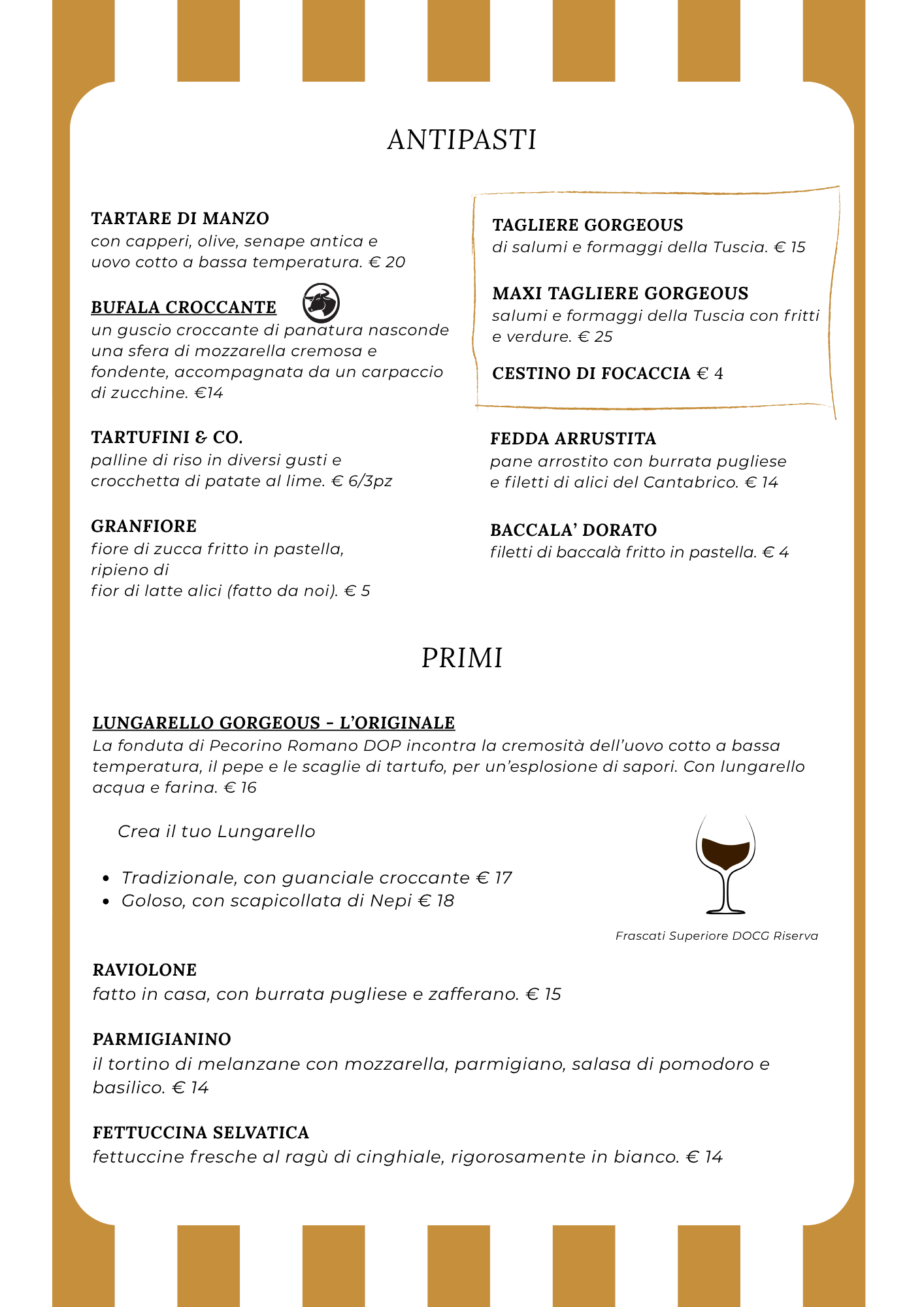 Menù Gorgeous — pagina 1